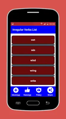 Irregular Verbs List android App screenshot 1